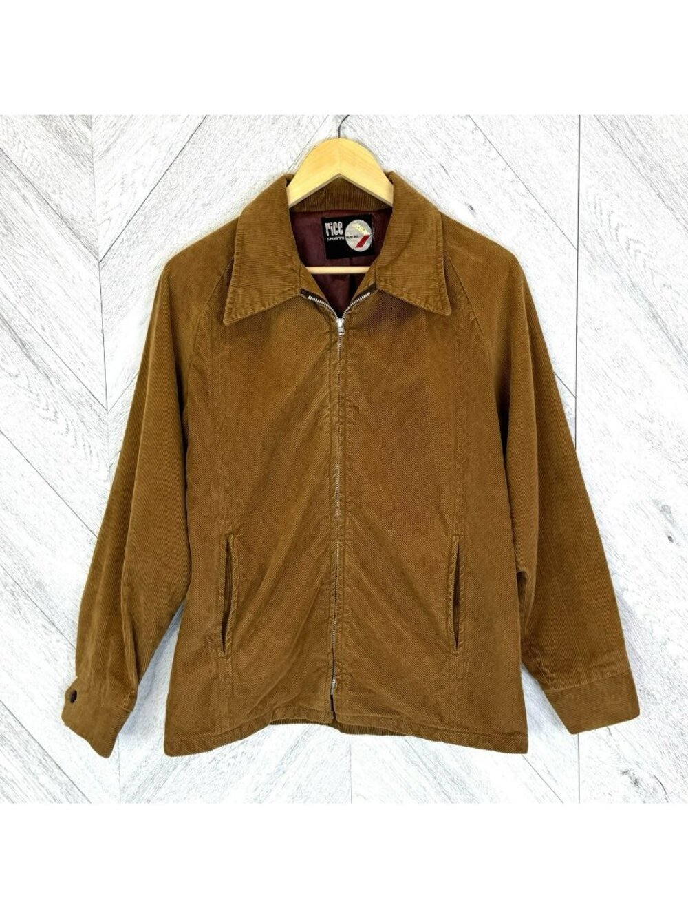 VTG 70s Rice Sportwear Corduroy Harrington Jacket Brown Men Medium Retro Hipster